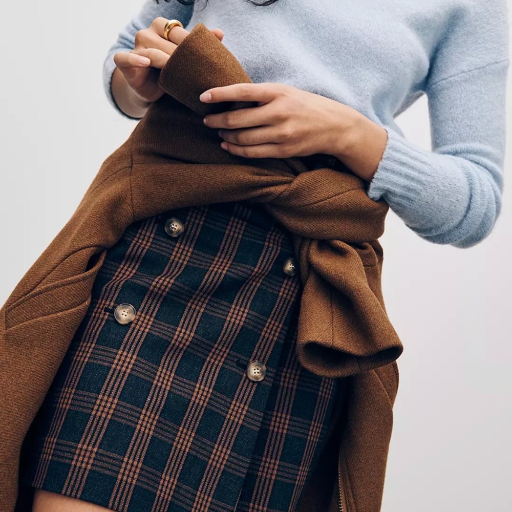 ⭐️NWT⭐️ Madewell Plaid Double-Breasted Mini Skirt - Size Small